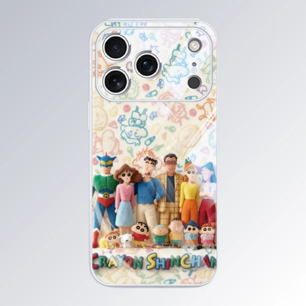 毛絨蠟筆小新新款高清全包防摔玻璃殼