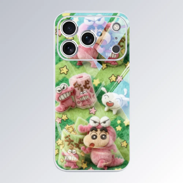 毛絨蠟筆小新新款高清全包防摔玻璃殼