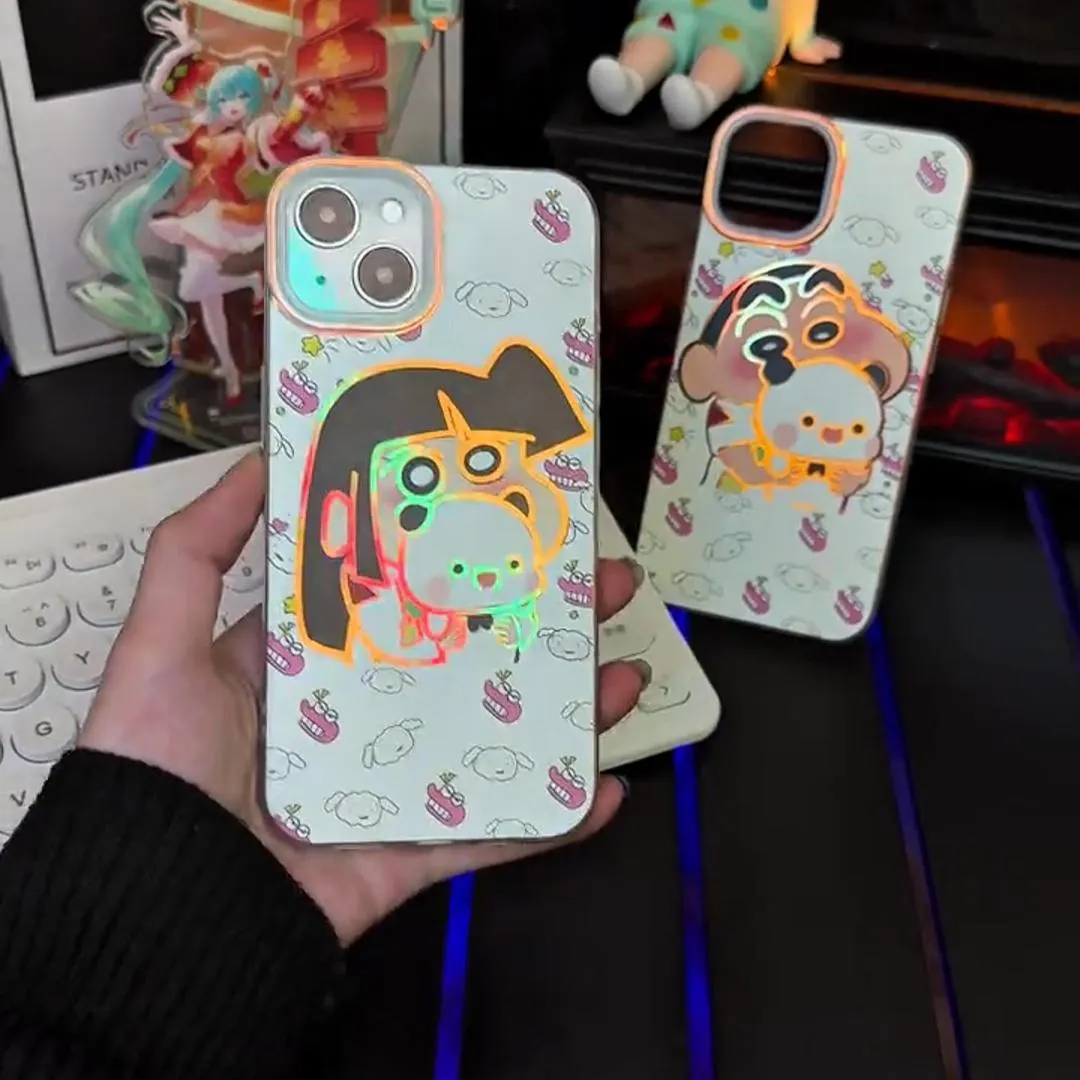 蠟筆小新 極光金漸變手機殼