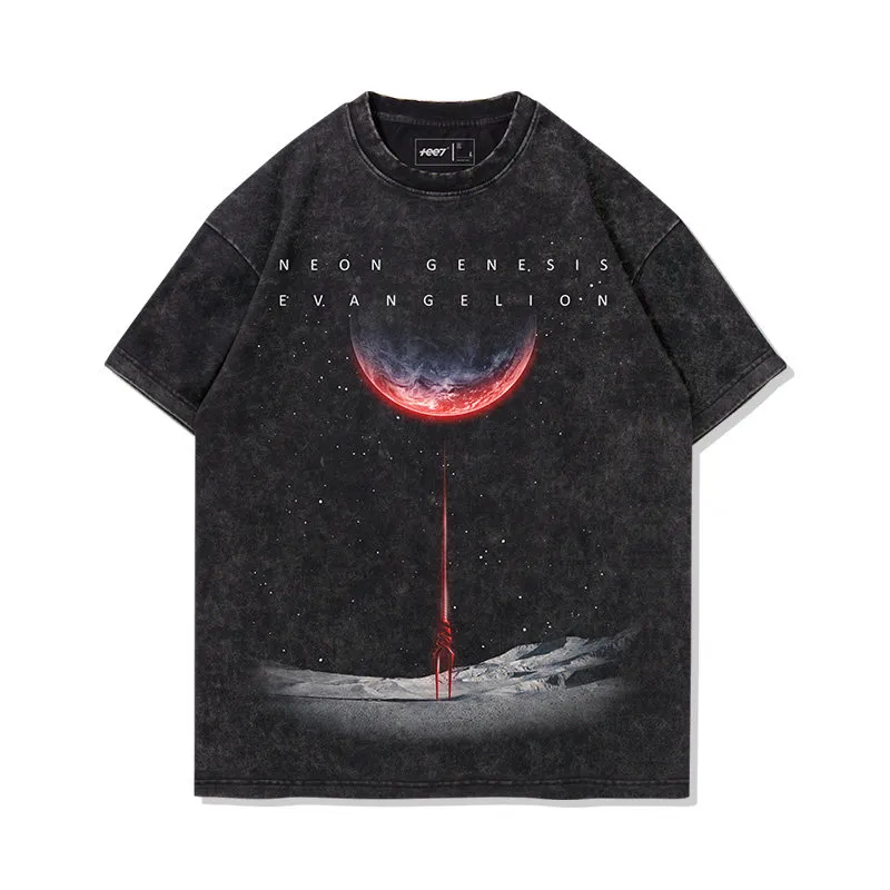EVA水洗做舊 2026親子情侶男女同款 印花水洗短袖