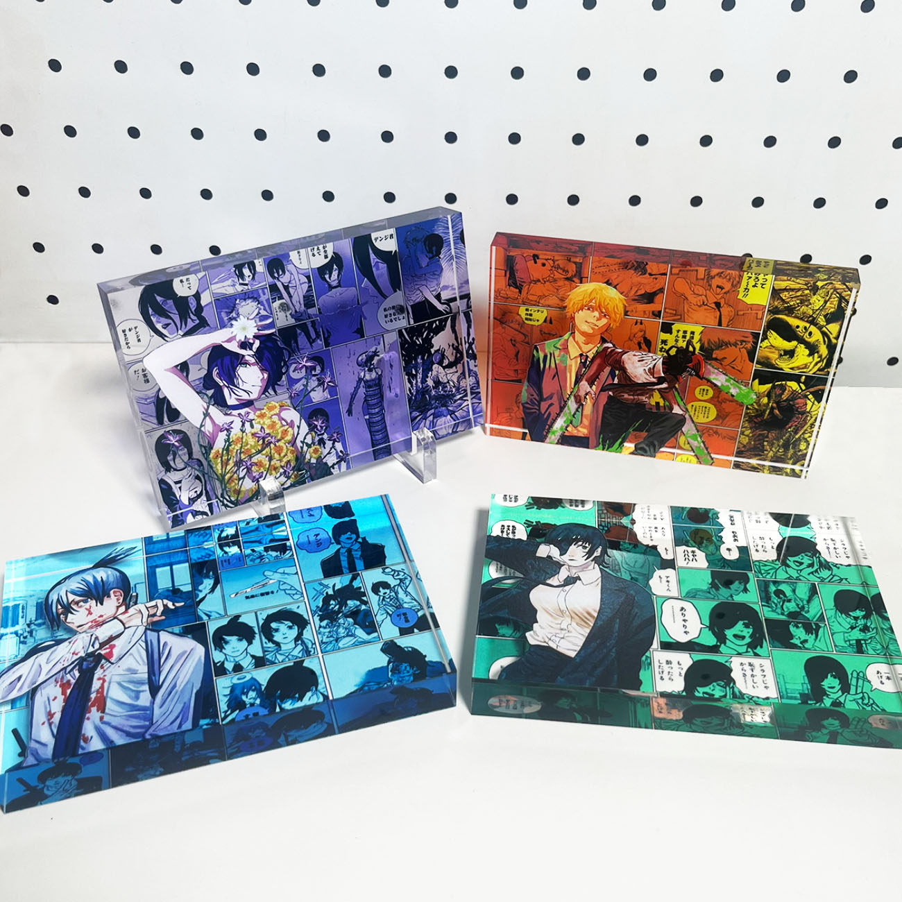 鏈鋸人 水晶磚新款亞克力磚透明立體擺件