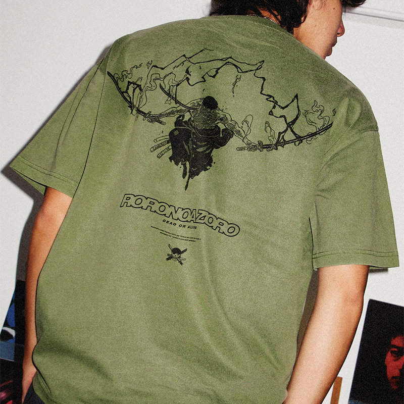 海賊王索隆拔刀水洗做舊 2026親子情侶男女同款 印花水洗短袖