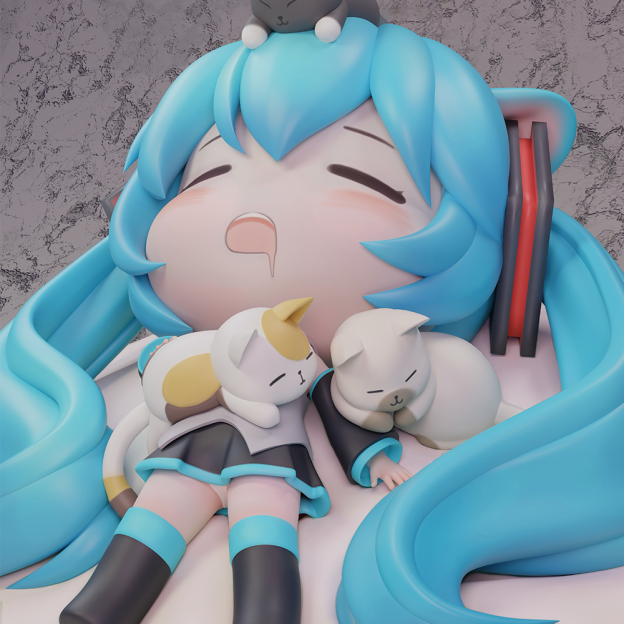 潮社工作室 貓音 初音 Q版雕像