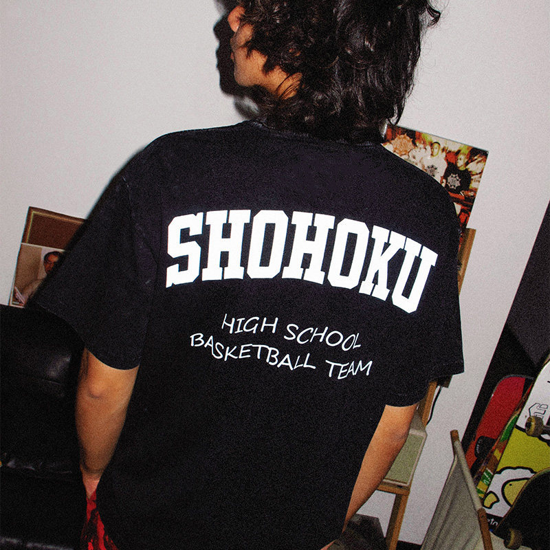 灌籃高手湘北全國大賽出征水洗做舊 2026親子情侶男女同款 印花水洗短袖