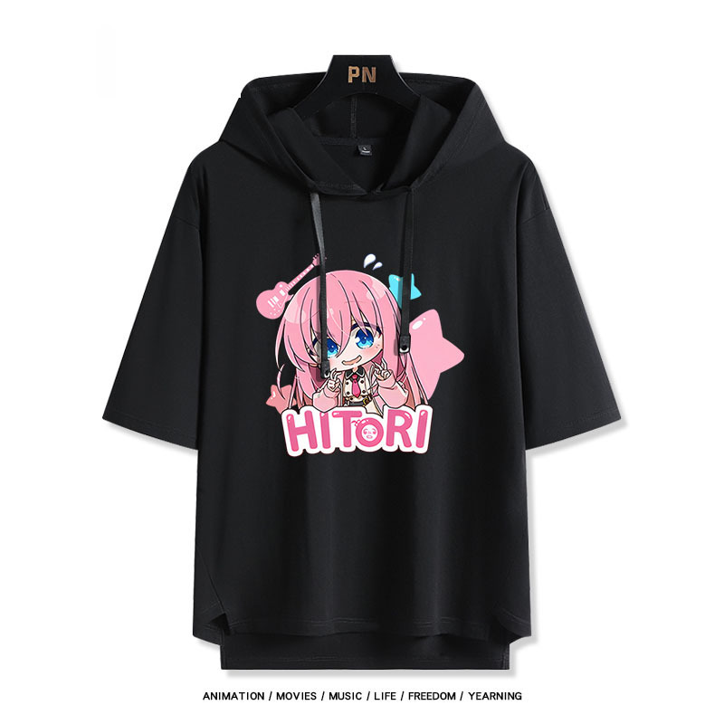 孤獨搖滾新款 親子情侶男女款連帽短袖T恤