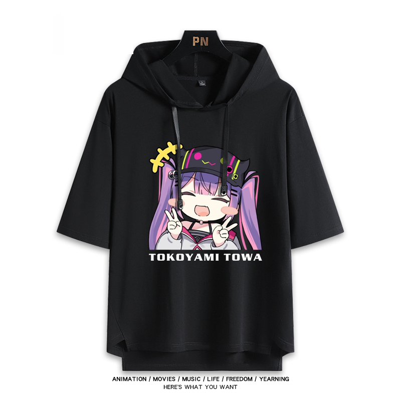 Vtuber HOLOLIVE 連帽短袖T恤 常暗永遠 常闇トワ TokoyamiTowa-CASEZONE