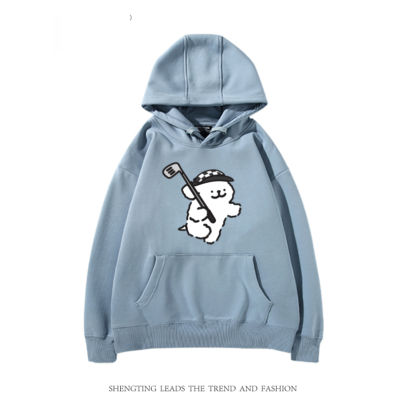 線條小狗新款 親子情侶男女款連帽衛衣-CASEZONE