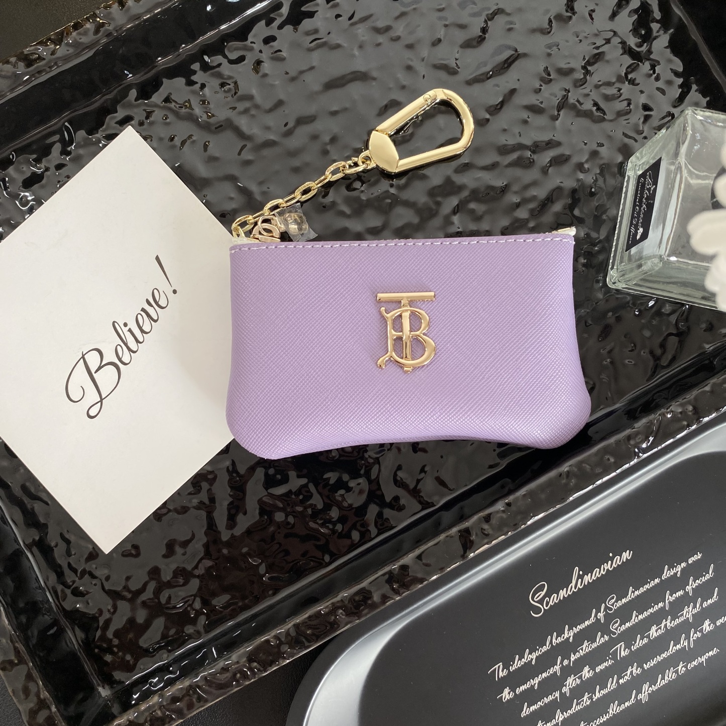 巴寶莉金標十字紋拉鏈卡包-CASEZONE