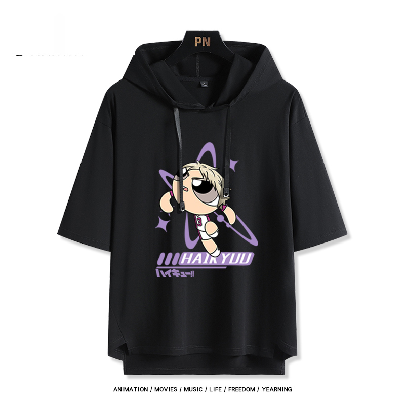 飛天小女警 x 排球少年 連帽短袖T恤