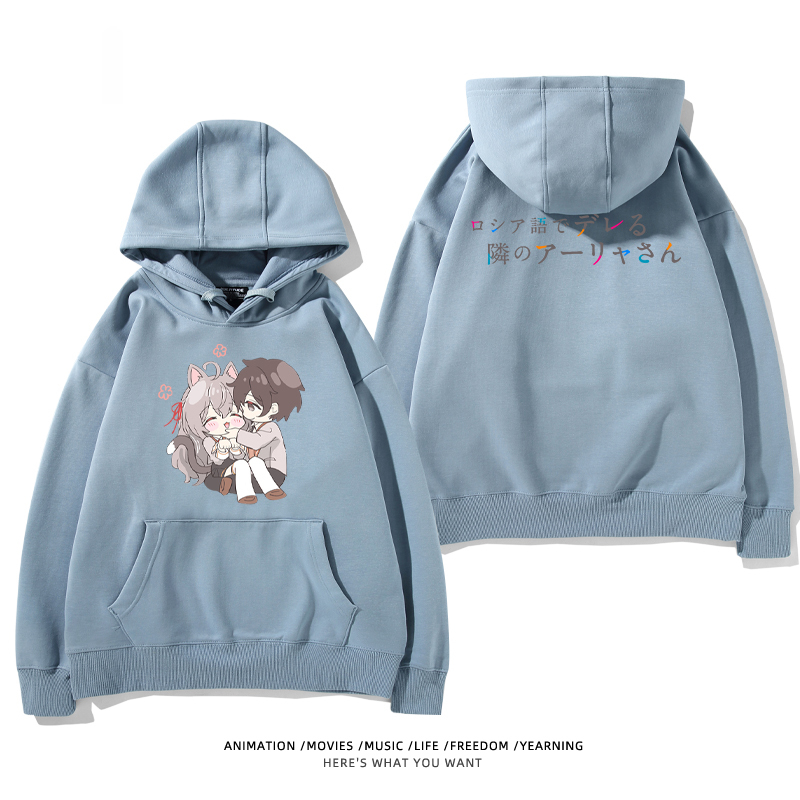 不時輕聲地以俄語遮羞的鄰座艾莉同學新款 親子情侶男女款連帽衛衣-CASEZONE