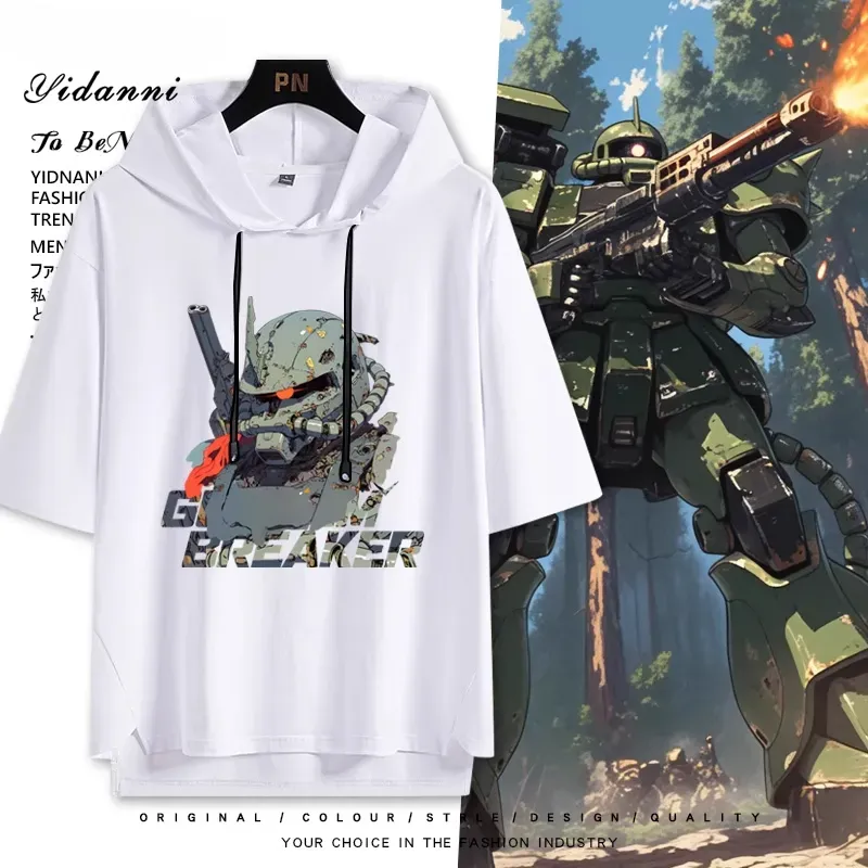 機動戰士鋼彈新款 親子情侶男女款連帽短袖T恤