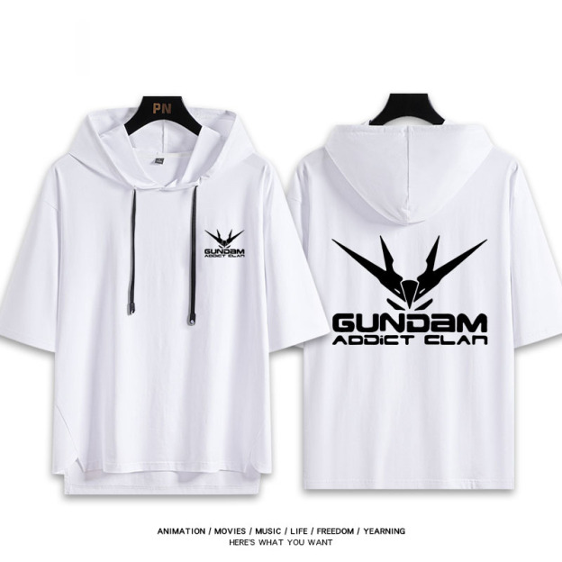 機動戰士鋼彈新款 親子情侶男女款連帽短袖T恤