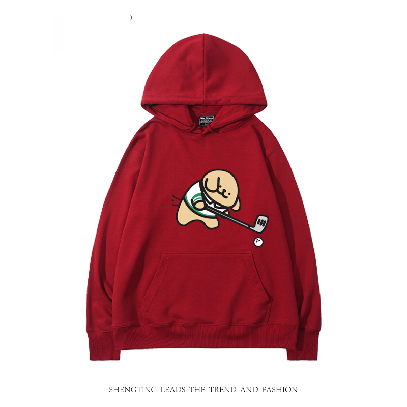 線條小狗新款 親子情侶男女款連帽衛衣-CASEZONE