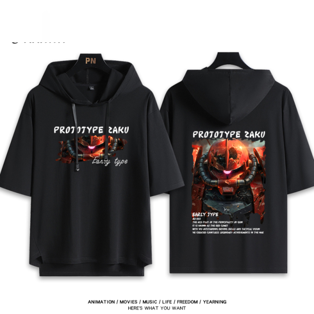 機動戰士鋼彈新款 親子情侶男女款連帽短袖T恤