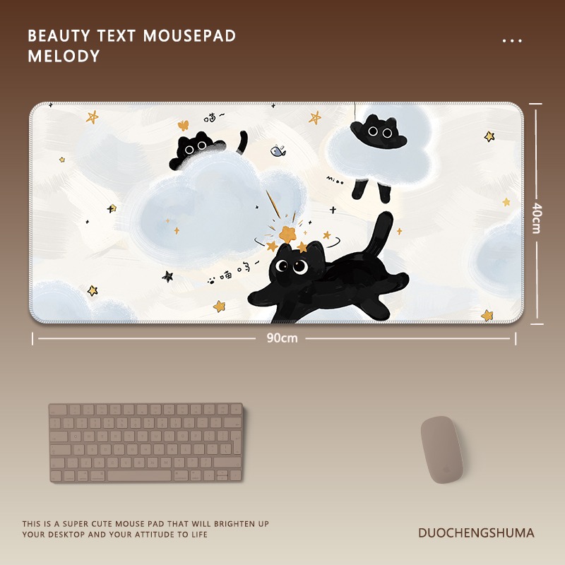 可愛星球小黑貓 主題桌墊 布質滑鼠墊-CASEZONE