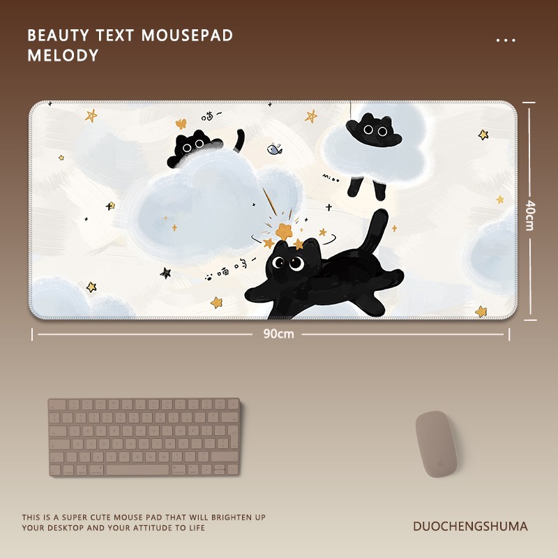 可愛星球小黑貓 主題桌墊 布質滑鼠墊-CASEZONE