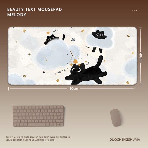 可愛星球小黑貓 主題桌墊 布質滑鼠墊-CASEZONE