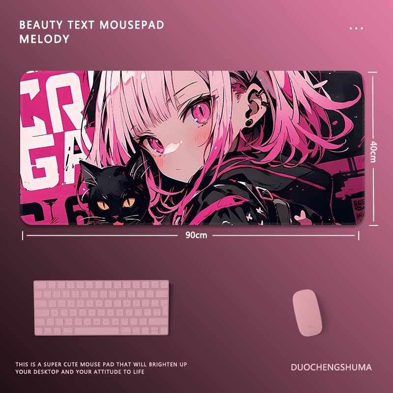 塗鴉黑貓女孩 主題桌墊 布質滑鼠墊-CASEZONE
