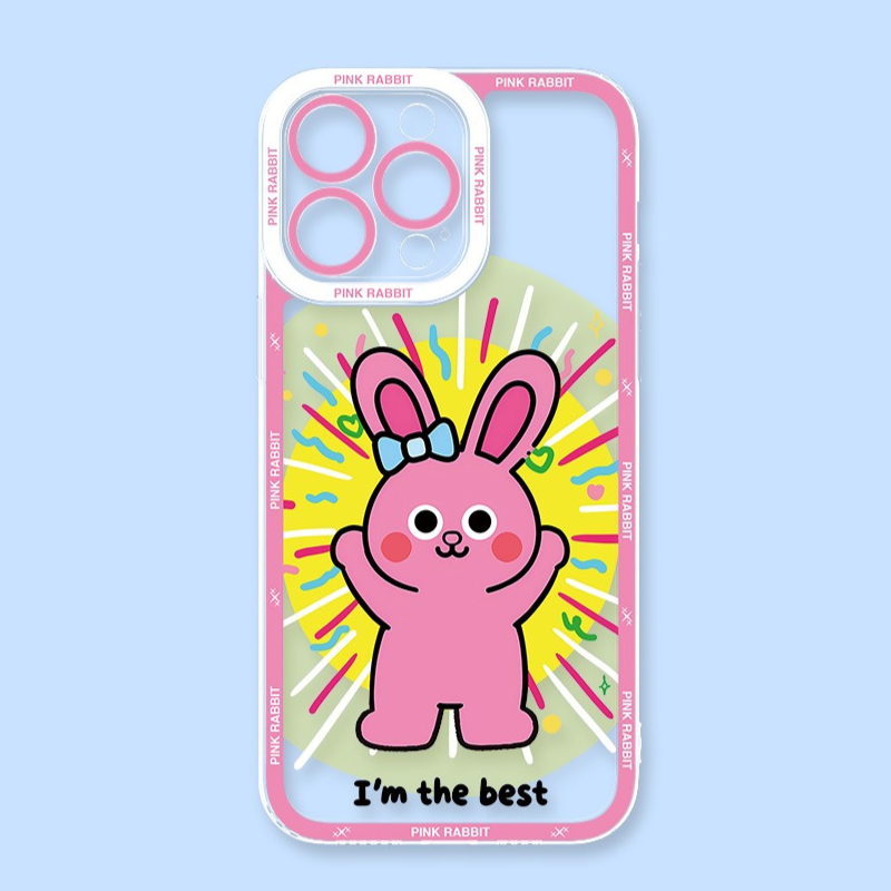 粉紅兔子天使眼透明防摔軟殼-CASEZONE