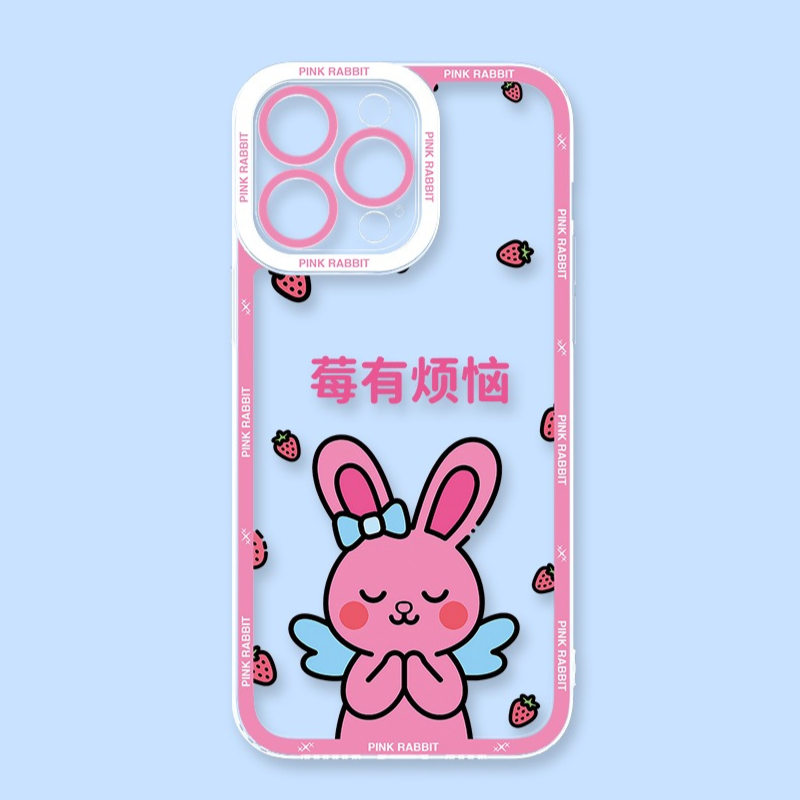 粉紅兔子天使眼透明防摔軟殼-CASEZONE