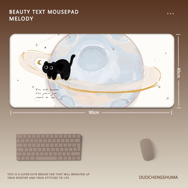 可愛星球小黑貓 主題桌墊 布質滑鼠墊-CASEZONE