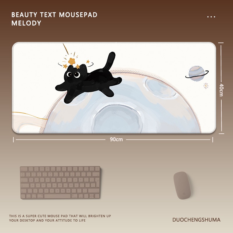 可愛星球小黑貓 主題桌墊 布質滑鼠墊-CASEZONE