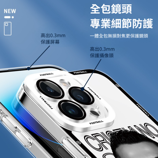 足球明星天使眼透明防摔軟殼-CASEZONE