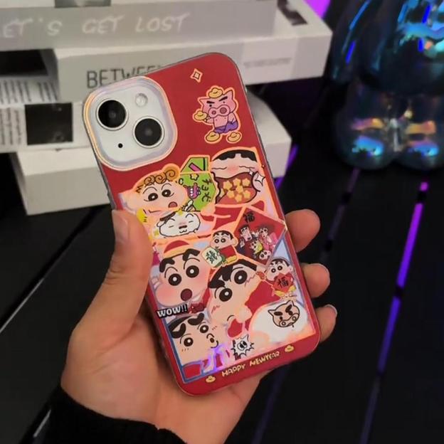 蠟筆小新 極光金漸變手機殼