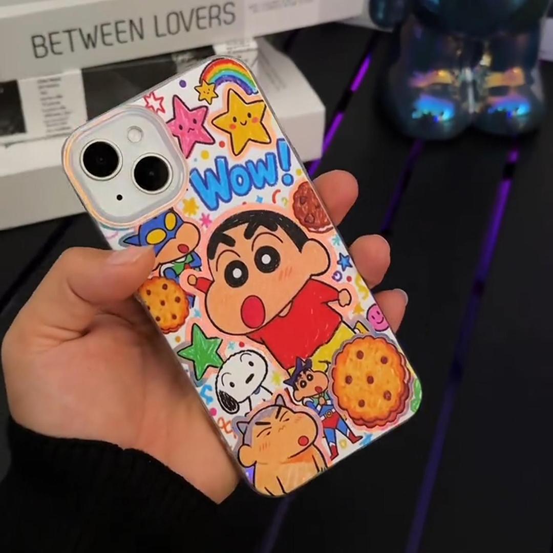 蠟筆小新 極光金漸變手機殼