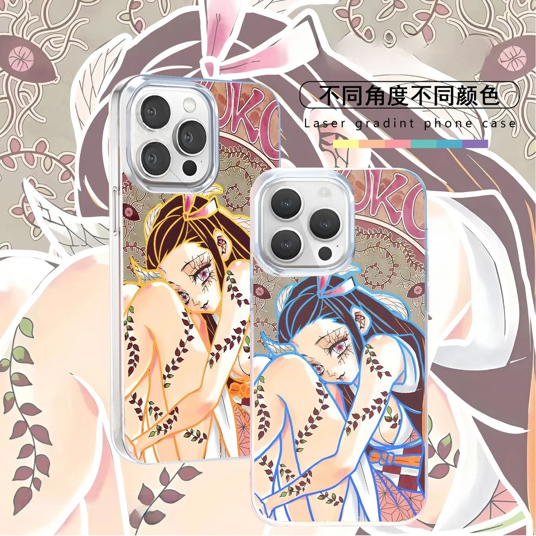 鬼滅之刃 極光/彩銀 線條漸變防摔手機殼-CASEZONE