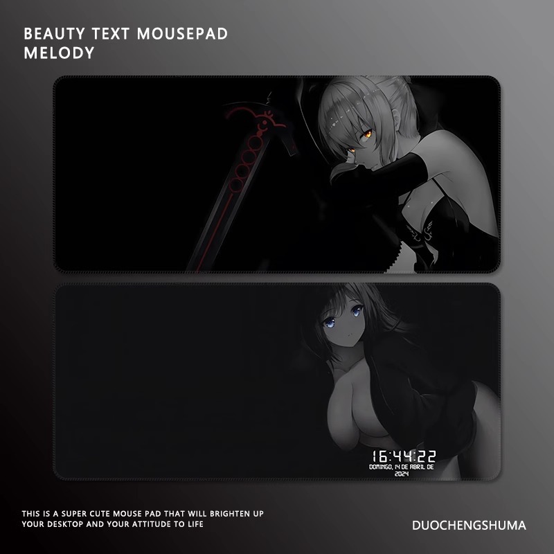 黑色動漫女孩 主題桌墊 布質滑鼠墊-CASEZONE
