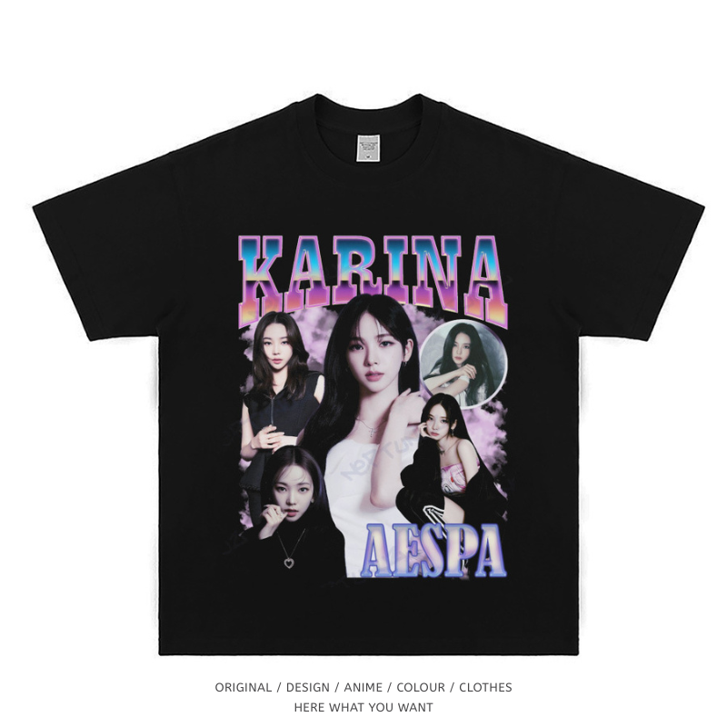 aespa Karina 美式复古純棉短袖T恤