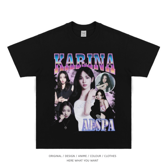 aespa Karina 美式复古純棉短袖T恤