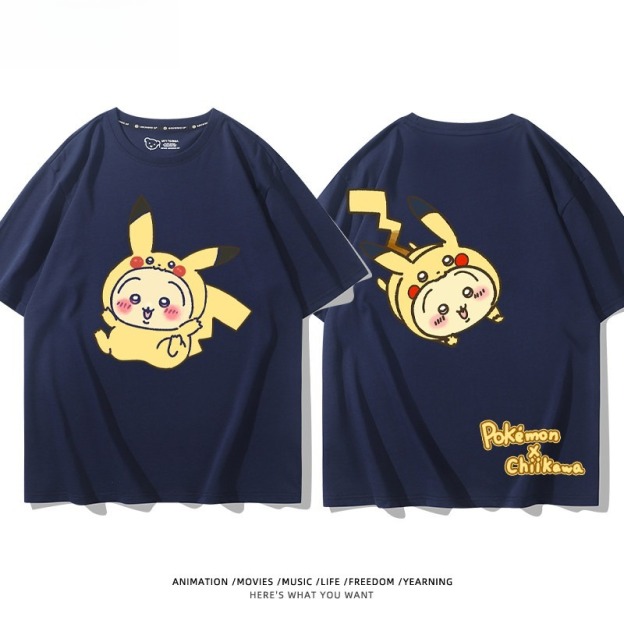 Chiikawa X 寶可夢 2026親子情侶男女同款 印花短袖T恤