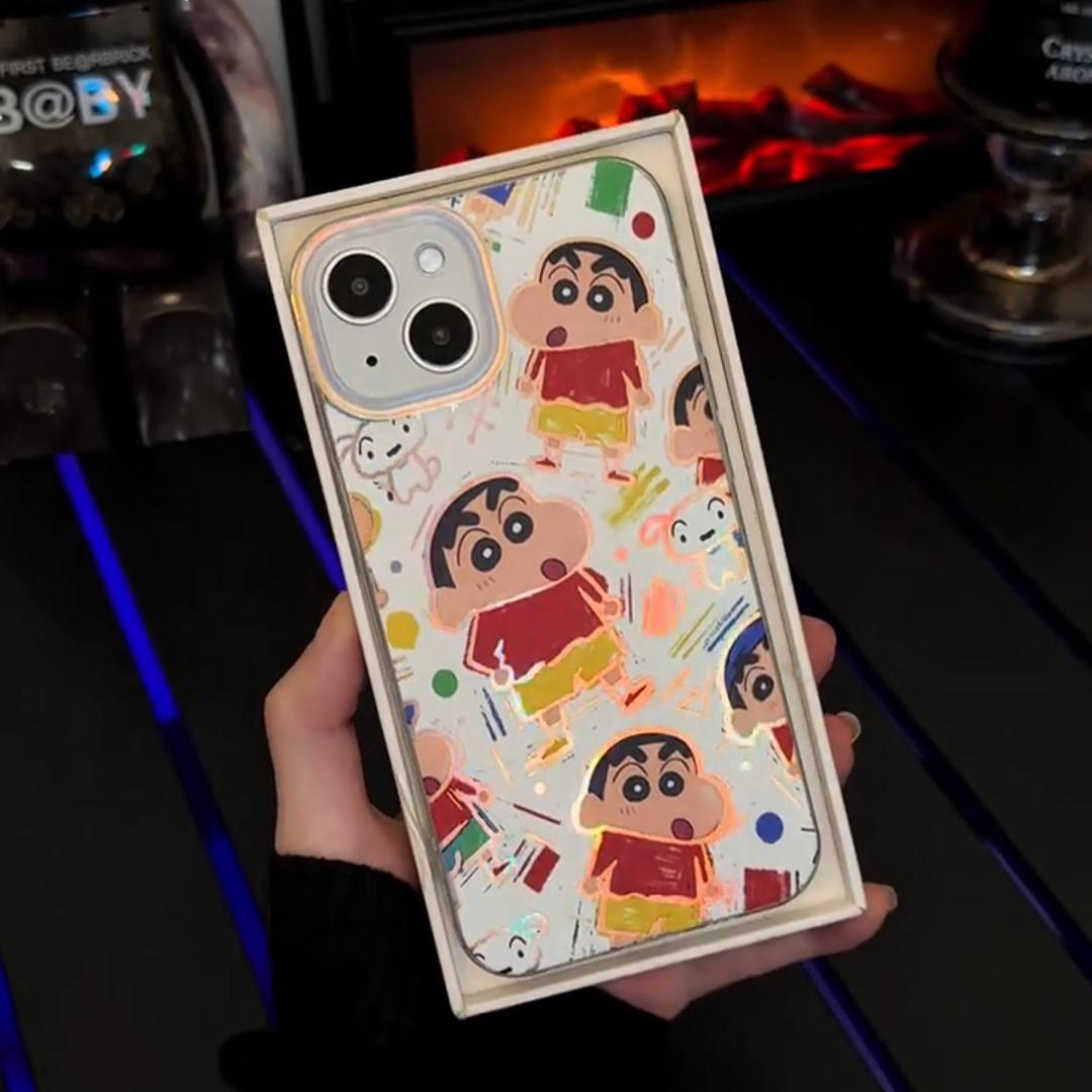 蠟筆小新 極光金漸變手機殼