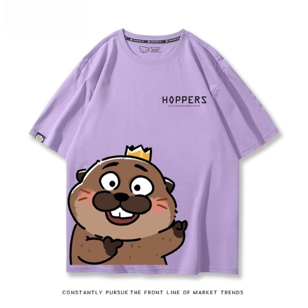 河狸世界 2026親子情侶男女同款 印花短袖T恤