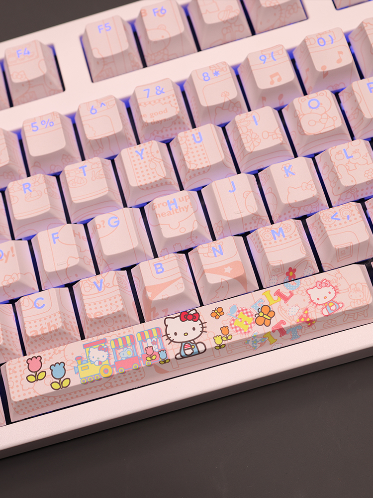凱蒂貓Hello Kitty透光RGB108鍵標準配列衛星軸鍵帽-CASEZONE