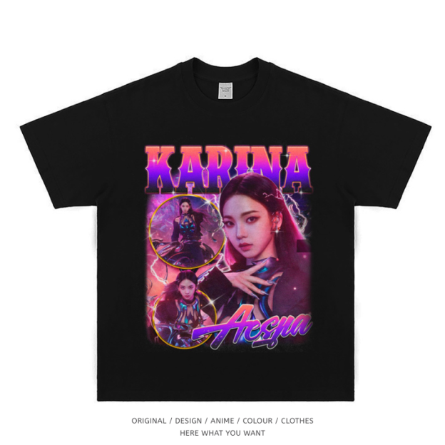 aespa Karina 美式复古純棉短袖T恤