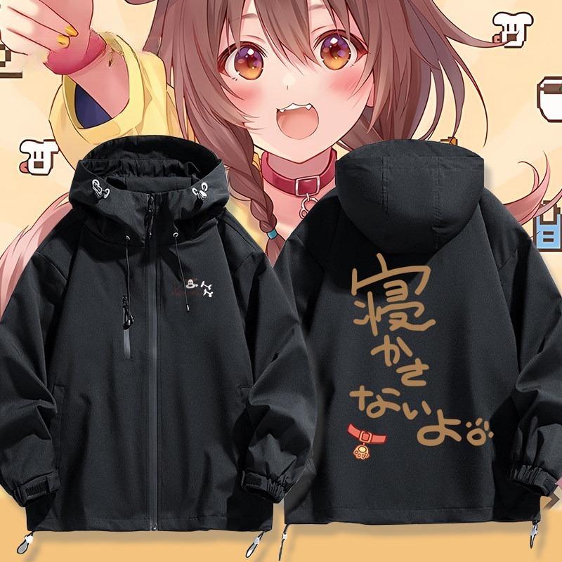 Hololive Vtuber虛擬主播戌神沁音簽名麵包狗周邊 男女同款秋冬衝鋒衣