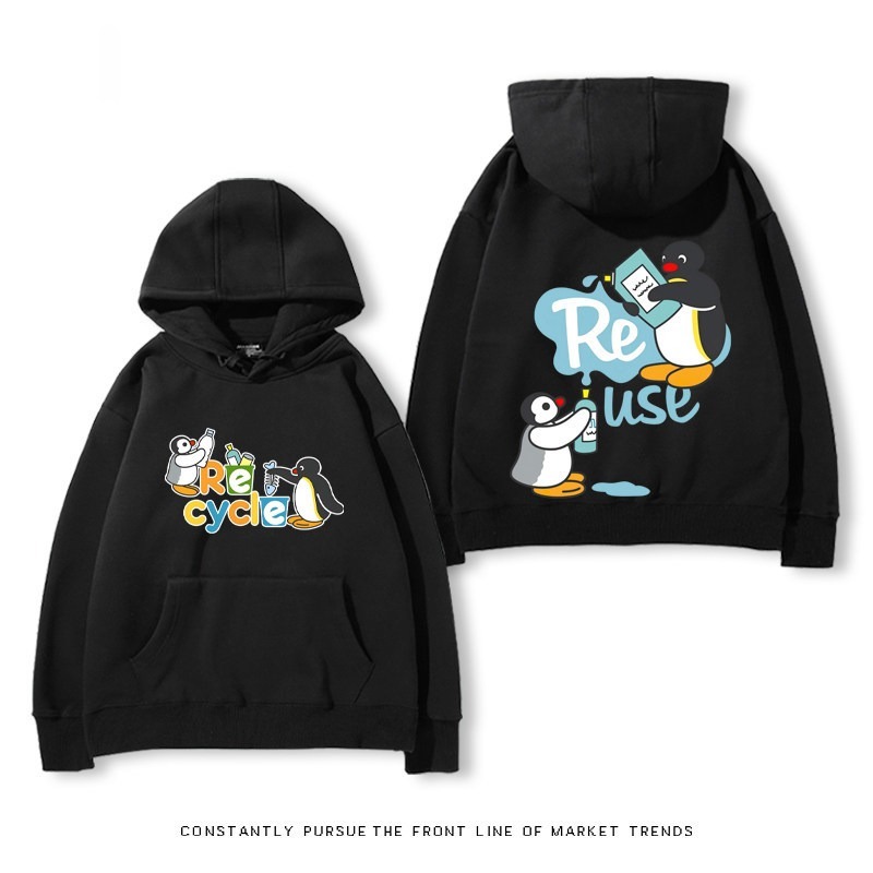 企鵝Pingu 秋冬新款 親子情侶裝連帽衛衣