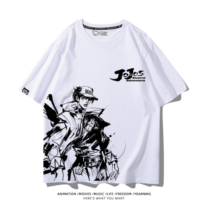 JOJO的奇妙冒險飆馬野郎周邊 男女同款親子情侶 印花短袖T恤