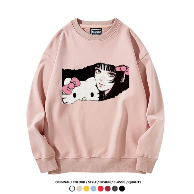 伊藤潤二X三麗鷗富江Hello kitty聯名男女同款 圓領長袖