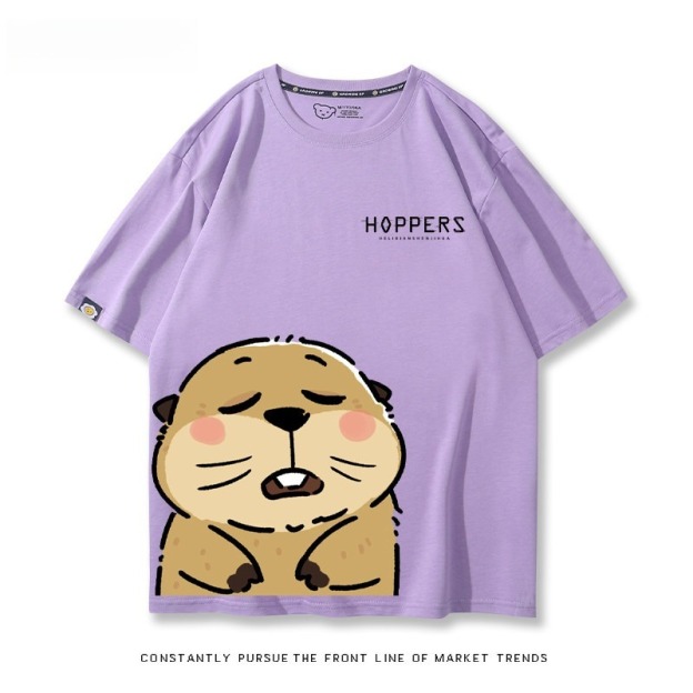 河狸世界 2026親子情侶男女同款 印花短袖T恤