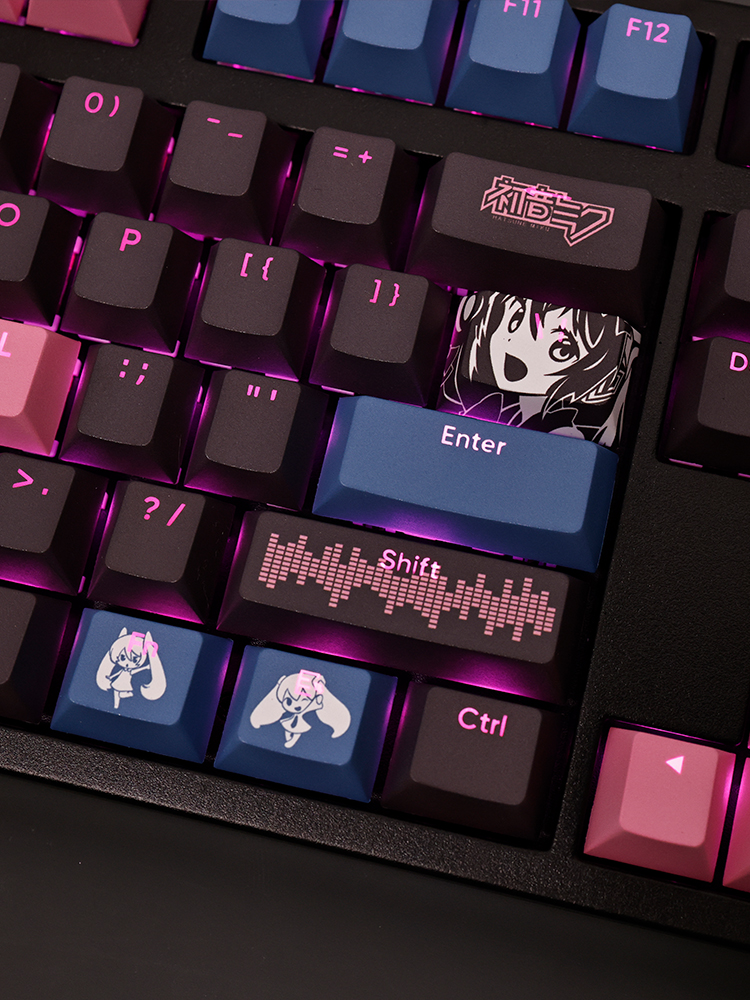 初音未來miku公主殿下透光RGB108鍵標準配列衛星軸鍵帽-CASEZONE
