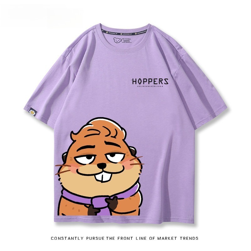 河狸世界 2026親子情侶男女同款 印花短袖T恤