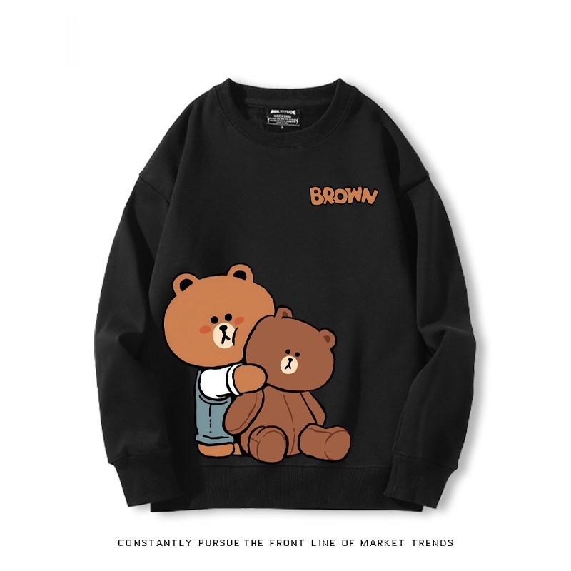 布朗熊可妮兔 秋冬新款 親子情侶裝圓領長袖