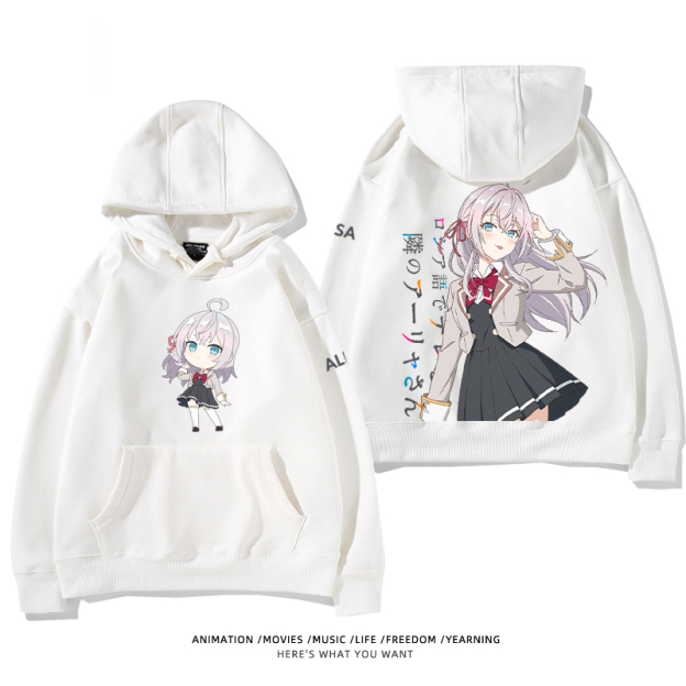 不時輕聲地以俄語遮羞的鄰座艾莉同學新款 親子情侶男女款連帽衛衣-CASEZONE