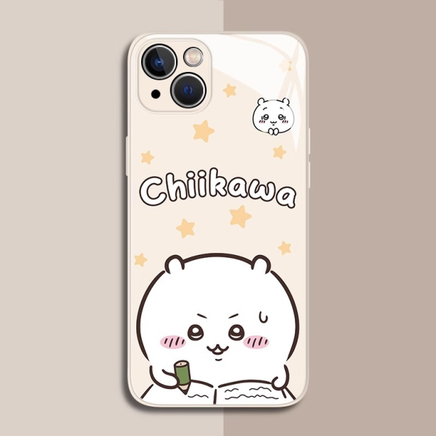 Chiikawa情侶新款高清全包防摔玻璃殼-CASEZONE