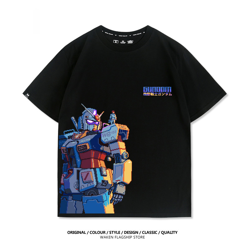 像素風機動戰士鋼彈 印花短袖T恤-CASEZONE