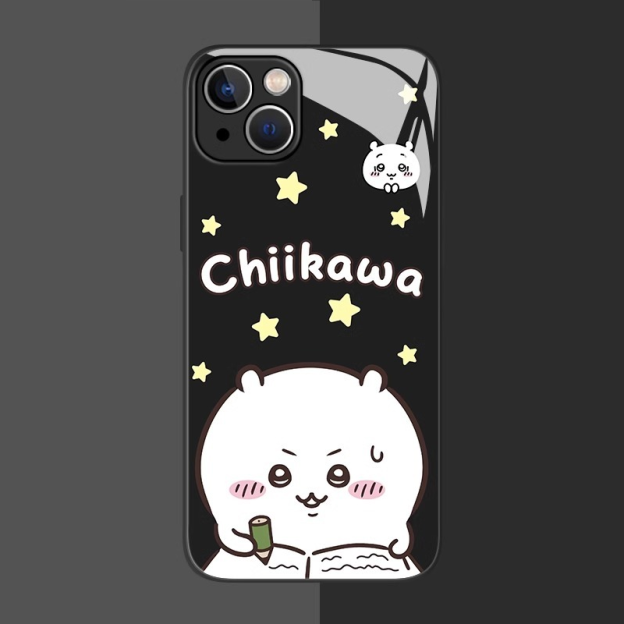Chiikawa情侶新款高清全包防摔玻璃殼-CASEZONE